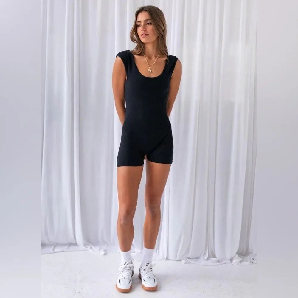 PEPPERMAYO The Keeper Organic Cotton Ribbed Scoop Back Playsuit Romper
